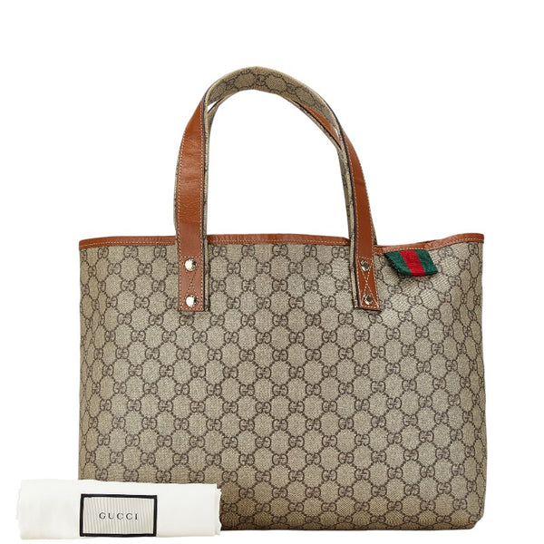 グッチ GGプラス シェリーライン トートバッグ 211134 ベージュ ブラウン PVC レザー レディース GUCCI 【中古】