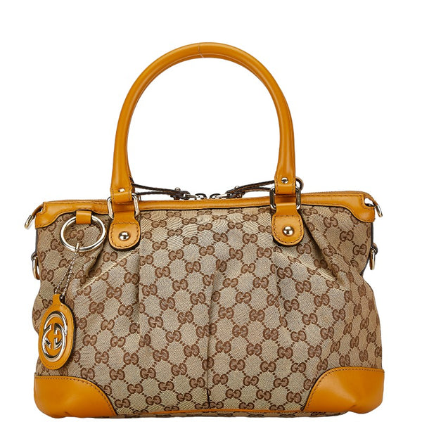グッチ GGキャンバス スーキー ハンドバッグ ショルダーバッグ 2WAY 247902 ベージュ イエロー キャンバス レザー レディース GUCCI 【中古】