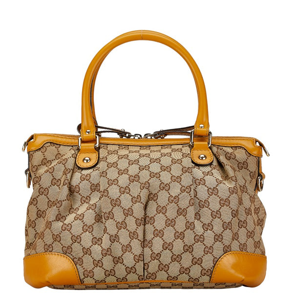 グッチ GGキャンバス スーキー ハンドバッグ ショルダーバッグ 2WAY 247902 ベージュ イエロー キャンバス レザー レディース GUCCI 【中古】