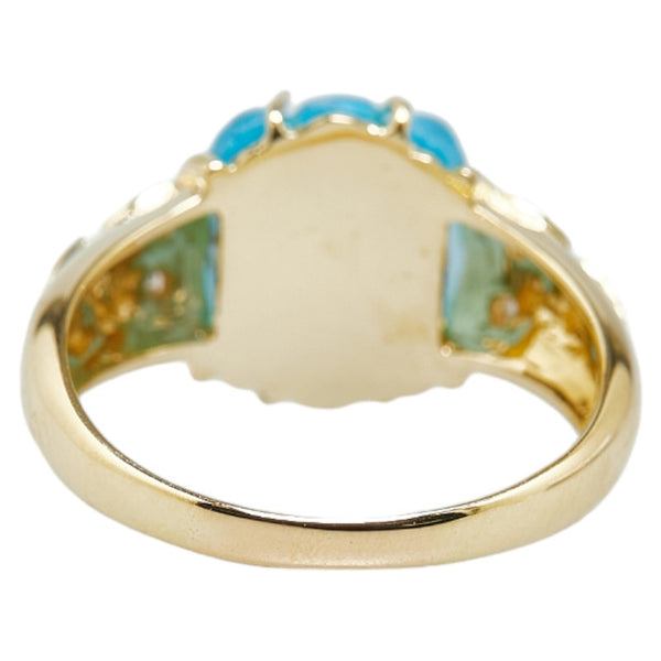 ゴールド ブルー K18YG イエローゴールド ブルートパーズ ダイヤ リング 指輪 レディース 13号 【中古】