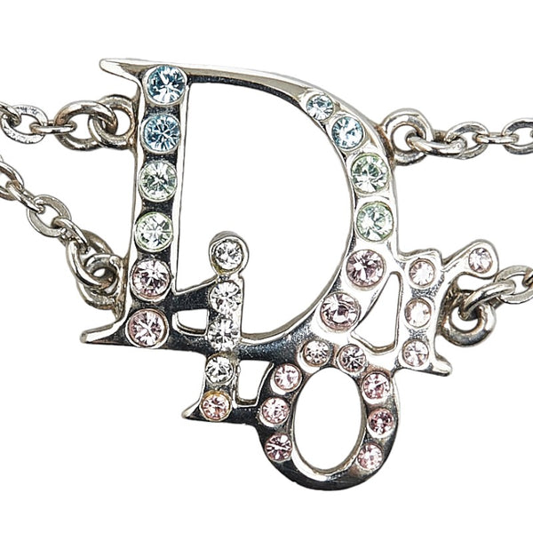 ディオール オブリーク ロゴ ブレスレット シルバー メッキ ラインストーン レディース Dior 【中古】