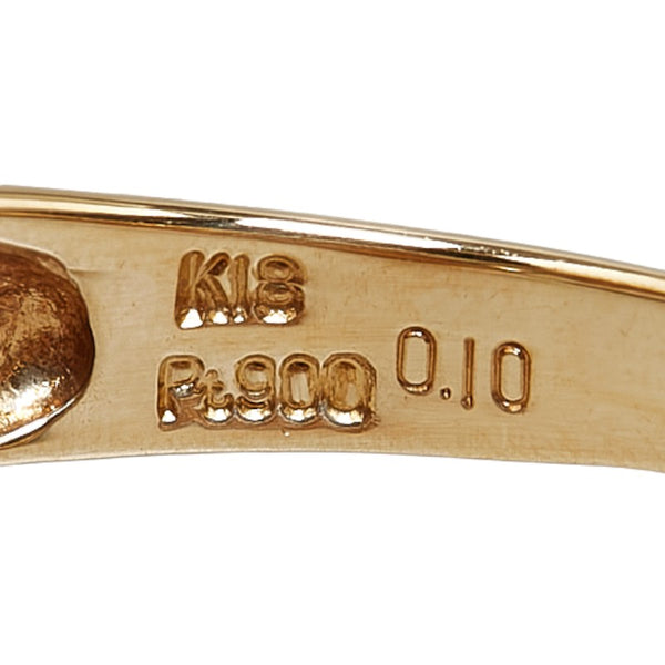 K18YG イエローゴールド Pt900 プラチナ コンビ ダイヤ0.10ct リング 指輪 レディース 11.5号 【中古】