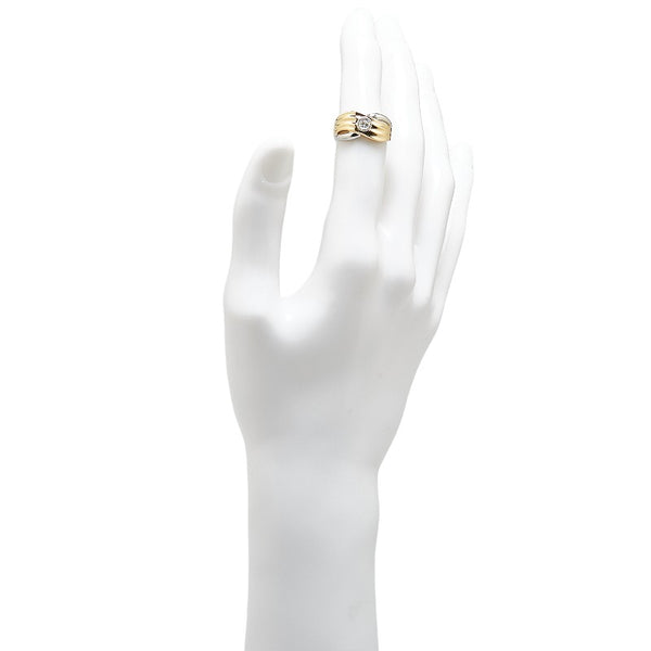 K18YG イエローゴールド Pt900 プラチナ コンビ ダイヤ0.10ct リング 指輪 レディース 11.5号 【中古】