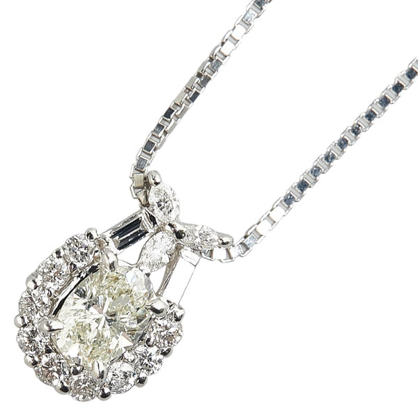 Pt900 プラチナ Pt850 プラチナ ダイヤ0.483ct ダイヤ0.27ct ネックレス レディース 【中古】