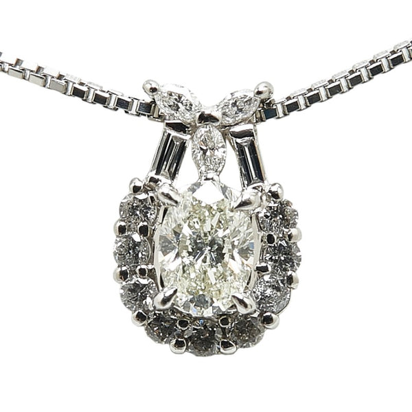 Pt900 プラチナ Pt850 プラチナ ダイヤ0.483ct ダイヤ0.27ct ネックレス レディース 【中古】