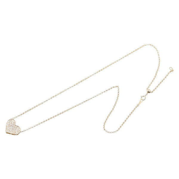 K18YG イエローゴールド ダイヤ0.50ct ハートモチーフ ネックレス レディース 【中古】