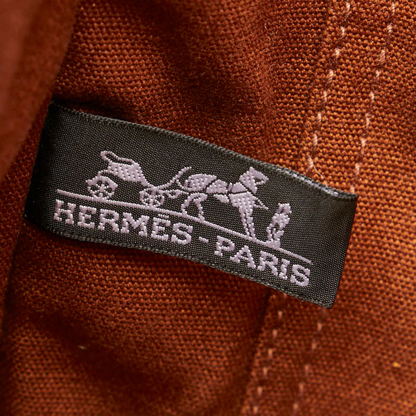 エルメス フールトゥMM ハーフレザー ハンドバッグ トートバッグ ブラウン キャンバス レザー レディース HERMES 【中古】