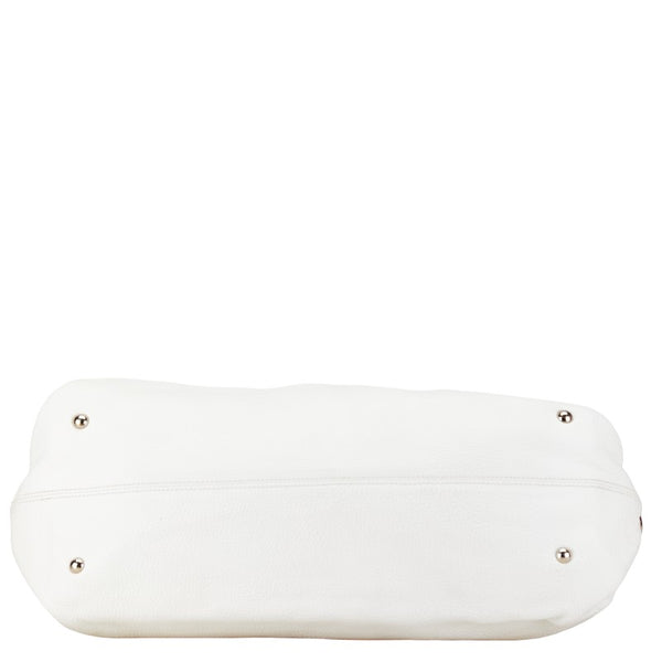 サルヴァトーレフェラガモ ガンチーニ ハンドバッグ ショルダーバッグ２WAY ホワイト シルバー レザー レディース Salvatore Ferragamo 【中古】