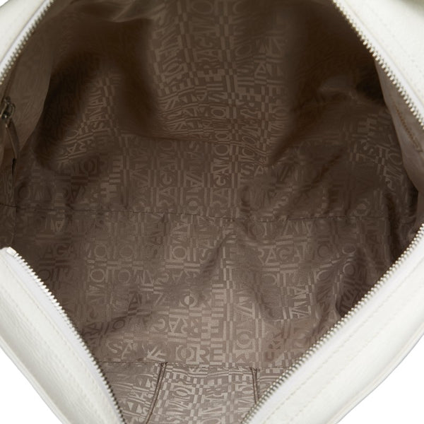 サルヴァトーレフェラガモ ガンチーニ ハンドバッグ ショルダーバッグ２WAY ホワイト シルバー レザー レディース Salvatore Ferragamo 【中古】