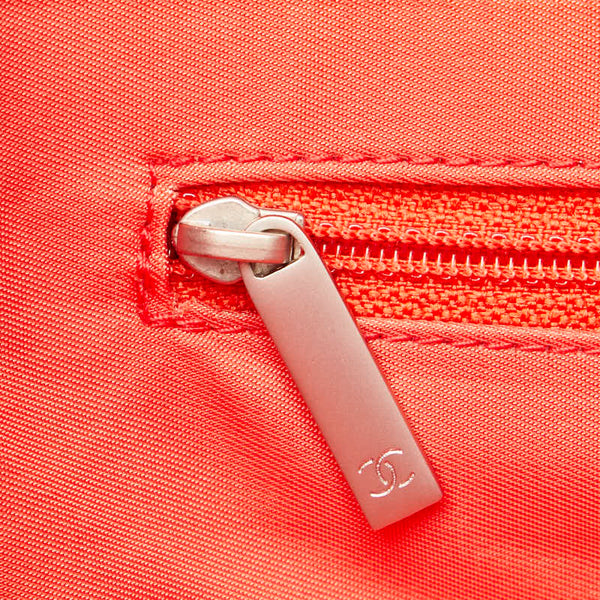 シャネル ニュートラベルライン トートMM ハンドバッグ トートバッグ レッド ナイロン レザー レディース CHANEL 【中古】