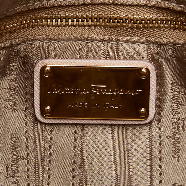 サルヴァトーレフェラガモ ガンチーニ ハンドバッグ ショルダーバッグ２WAY GG-21F271 ピンク ゴールド レザー レディース Salvatore Ferragamo 【中古】