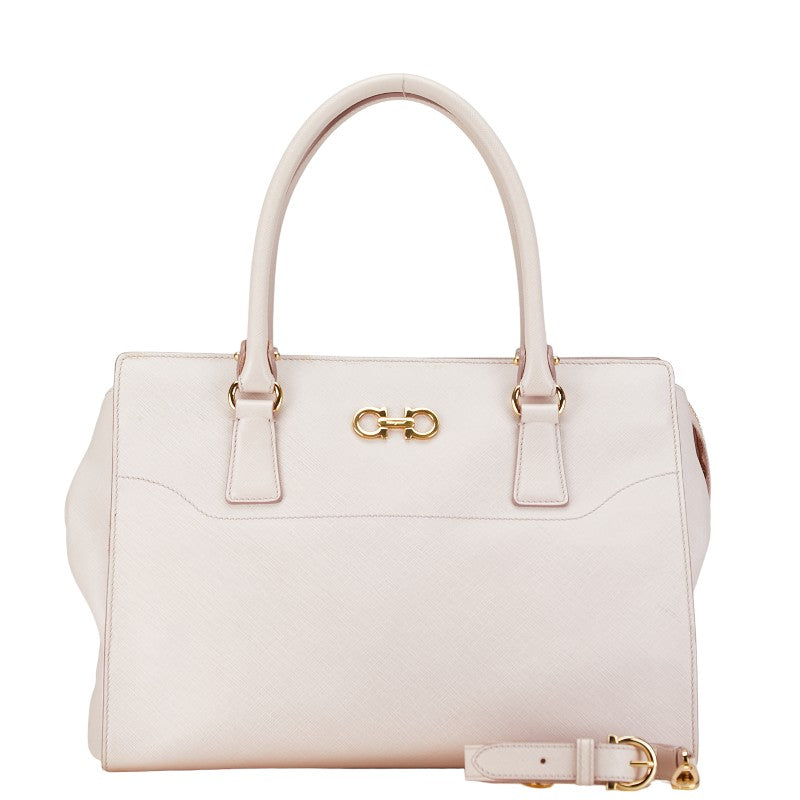 サルヴァトーレフェラガモ ガンチーニ ハンドバッグ ショルダーバッグ２WAY GG-21F271 ピンク ゴールド レザー レディース Salvatore Ferragamo 【中古】