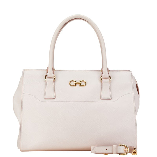 サルヴァトーレフェラガモ ガンチーニ ハンドバッグ ショルダーバッグ２WAY GG-21F271 ピンク ゴールド レザー レディース Salvatore Ferragamo 【中古】