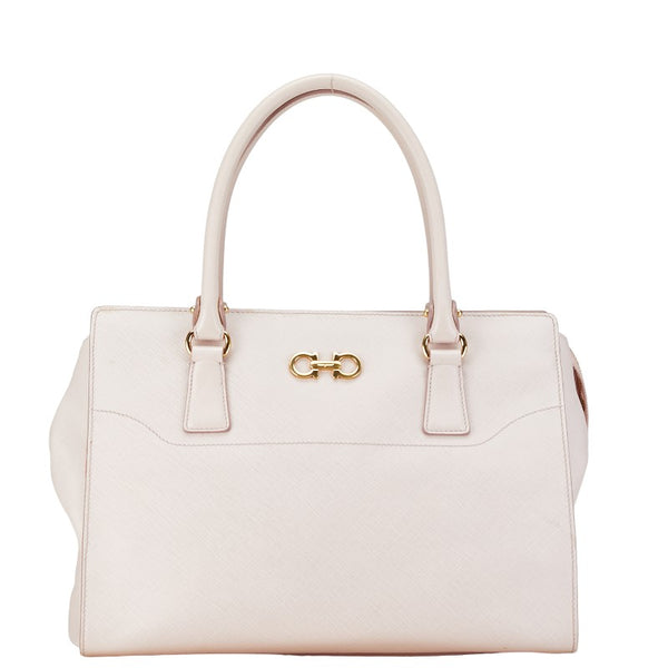 サルヴァトーレフェラガモ ガンチーニ ハンドバッグ ショルダーバッグ２WAY GG-21F271 ピンク ゴールド レザー レディース Salvatore Ferragamo 【中古】