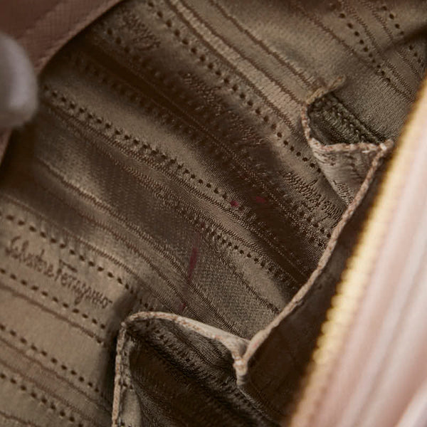 サルヴァトーレフェラガモ ガンチーニ ハンドバッグ ショルダーバッグ２WAY GG-21F271 ピンク ゴールド レザー レディース Salvatore Ferragamo 【中古】