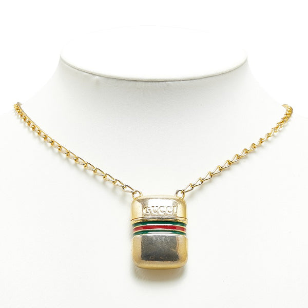 グッチ シェリーライン ピルケース ネックレス ゴールド メッキ レディース GUCCI 【中古】
