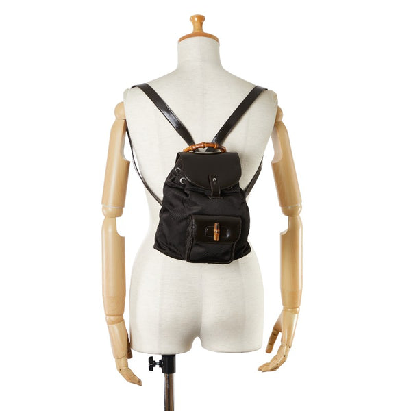 グッチ バンブー リュック バックパック 003 1705 ブラウン レザー ナイロン レディース GUCCI 【中古】