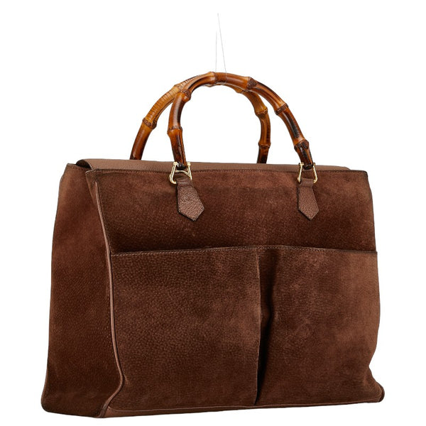 グッチ バンブー ハンドバッグ ショルダーバッグ 2WAY 002 2855 ブラウン スウェード レザー レディース GUCCI 【中古】
