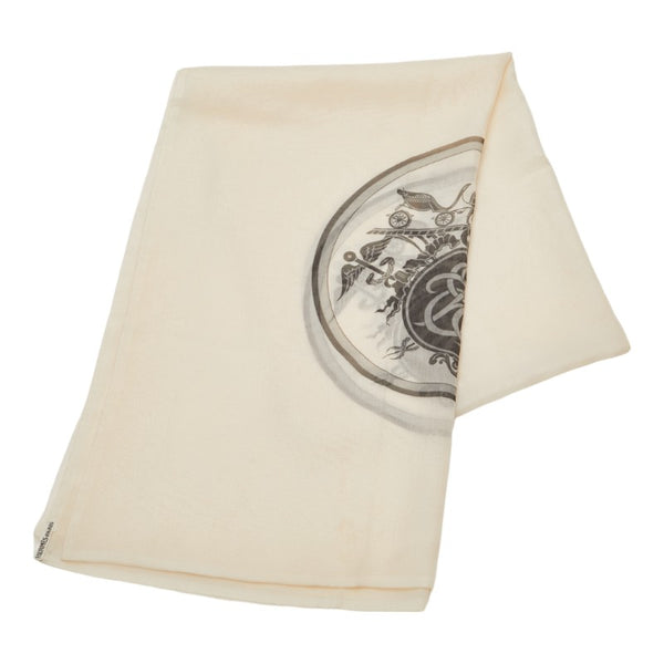 エルメス EX-LIBRIS エクスリブリス ストール ベージュ シルク レディース HERMES 【中古】
