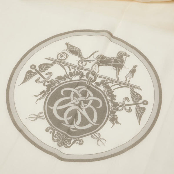 エルメス EX-LIBRIS エクスリブリス ストール ベージュ シルク レディース HERMES 【中古】
