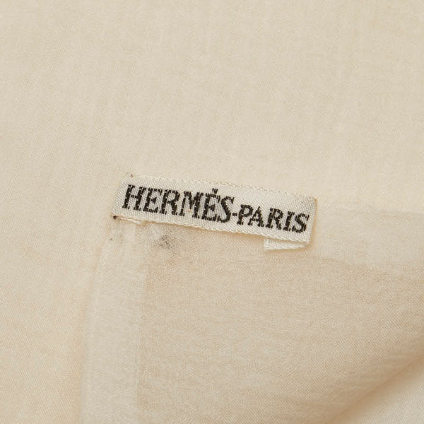 エルメス EX-LIBRIS エクスリブリス ストール ベージュ シルク レディース HERMES 【中古】