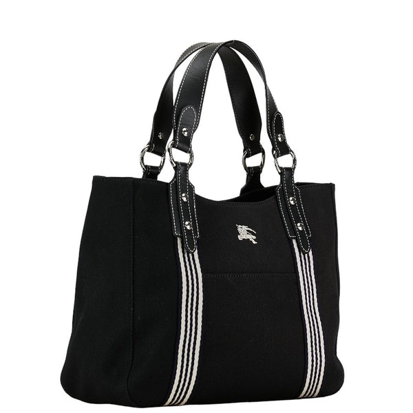 バーバリー ブルーレーベル ロゴ ハンドバッグ トートバッグ ブラック キャンバス レザー レディース BURBERRY 【中古】