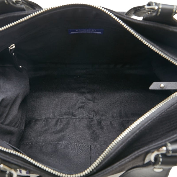 バーバリー ブルーレーベル ロゴ ハンドバッグ トートバッグ ブラック キャンバス レザー レディース BURBERRY 【中古】