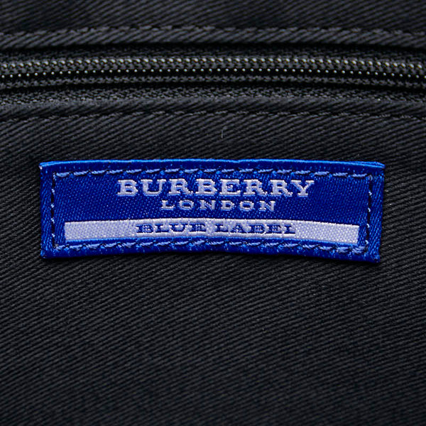 バーバリー ブルーレーベル ロゴ ハンドバッグ トートバッグ ブラック キャンバス レザー レディース BURBERRY 【中古】