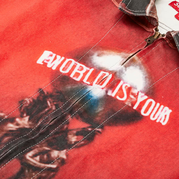シュプリーム 17AW SCARFACE the World Is Yours Denim Jacket デニムジャケット サイズ:M レッド マルチカラー コットン メンズ Supreme 【中古】