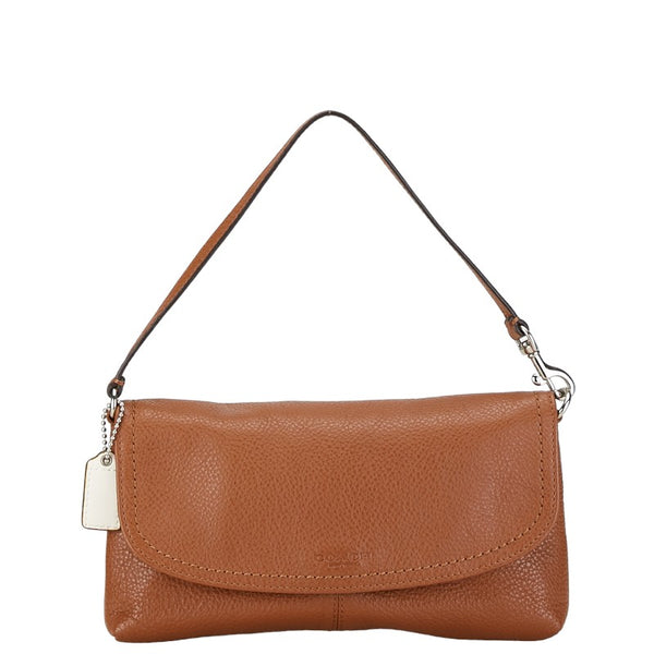 コーチ ロゴ ハンドバッグ ブラウン レザー レディース COACH 【中古】