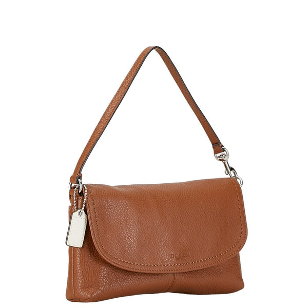 コーチ ロゴ ハンドバッグ ブラウン レザー レディース COACH 【中古】