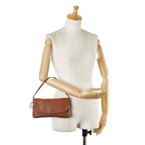 コーチ ロゴ ハンドバッグ ブラウン レザー レディース COACH 【中古】