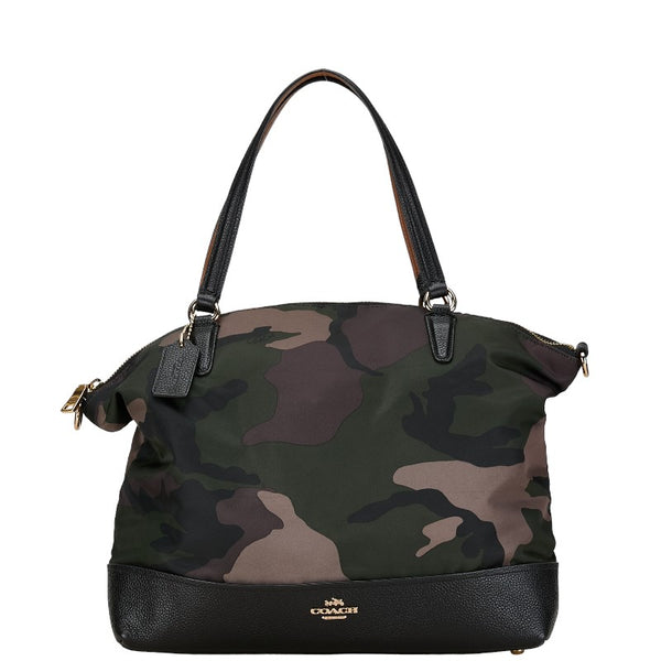 コーチ 迷彩 ハンドバッグ ショルダーバッグ２WAY F17777 グリーン ブラウン ナイロン レディース COACH 【中古】