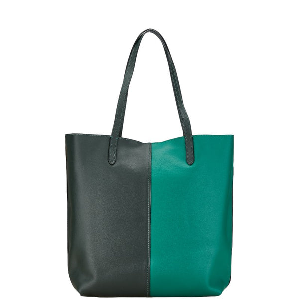 コーチ ノース トート カラーブロック トートバッグ ショルダーバッグ グリーン カーキ レザー レディース COACH 【中古】
