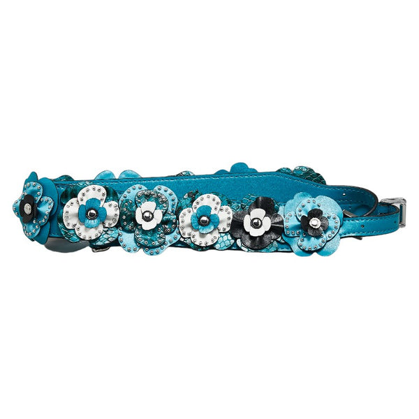 マイケルコース フラワー 花 ショルダーストラップ ブルー ホワイト レザー レディース Michael Kors 【中古】