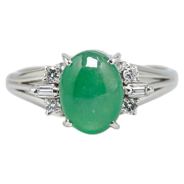 Pt900 プラチナ 翡翠 ダイヤ0.13ct リング 指輪 レディース 9号 【中古】