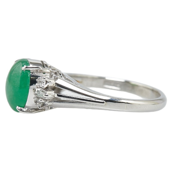 Pt900 プラチナ 翡翠 ダイヤ0.13ct リング 指輪 レディース 9号 【中古】