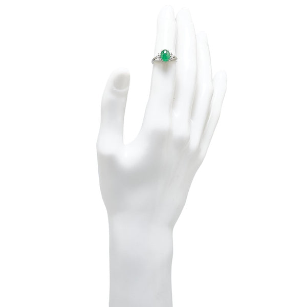 Pt900 プラチナ 翡翠 ダイヤ0.13ct リング 指輪 レディース 9号 【中古】