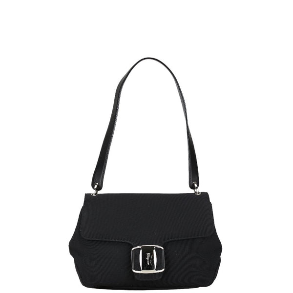 サルヴァトーレフェラガモ ヴァラリボン ワンショルダーバッグ ハンドバッグ ブラック キャンバス レザー レディース Salvatore Ferragamo 【中古】