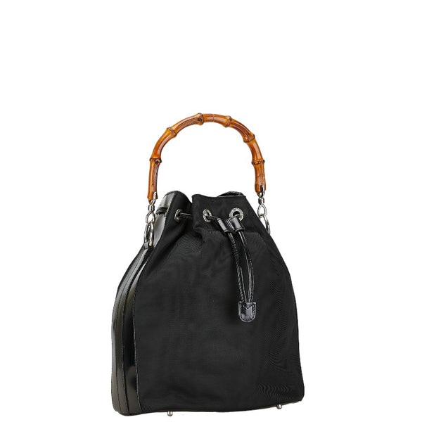 グッチ バンブー ハンドバッグ ショルダーバッグ 2WAY 00137541657 ブラック ナイロン レザー レディース GUCCI 【中古】