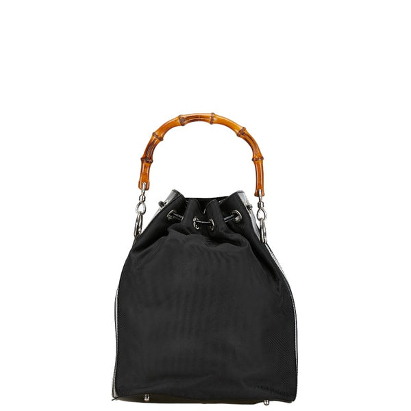 グッチ バンブー ハンドバッグ ショルダーバッグ 2WAY 00137541657 ブラック ナイロン レザー レディース GUCCI 【中古】