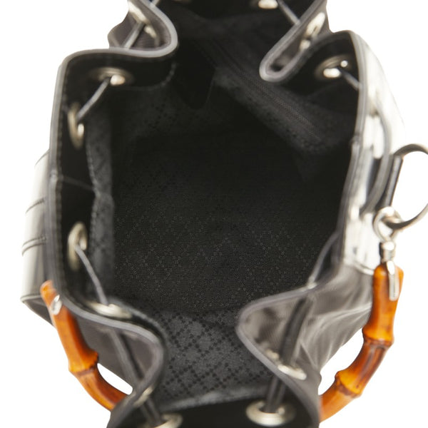 グッチ バンブー ハンドバッグ ショルダーバッグ 2WAY 00137541657 ブラック ナイロン レザー レディース GUCCI 【中古】