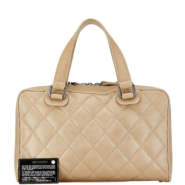 シャネル ワイルドステッチ ココマーク ハンドバッグ ベージュ レザー レディース CHANEL 【中古】