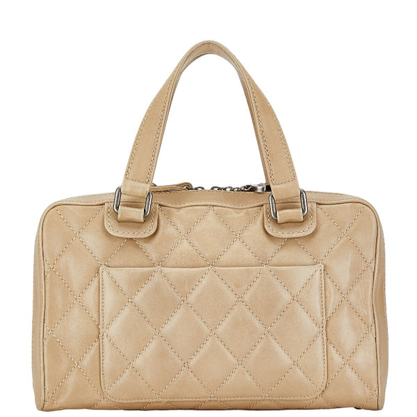 シャネル ワイルドステッチ ココマーク ハンドバッグ ベージュ レザー レディース CHANEL 【中古】