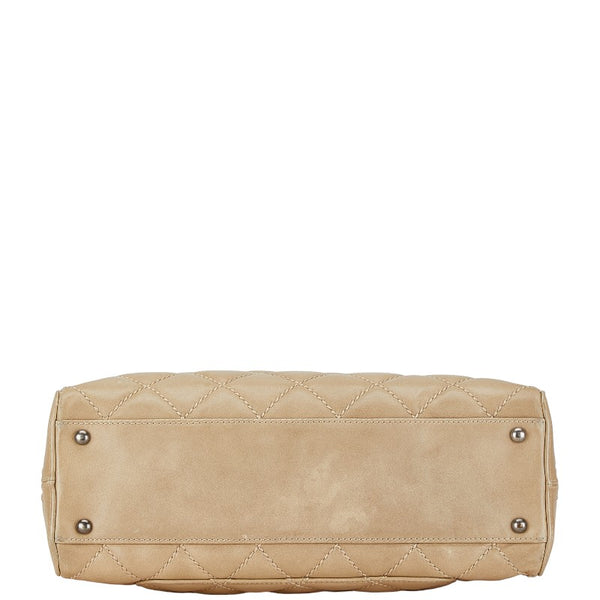 シャネル ワイルドステッチ ココマーク ハンドバッグ ベージュ レザー レディース CHANEL 【中古】