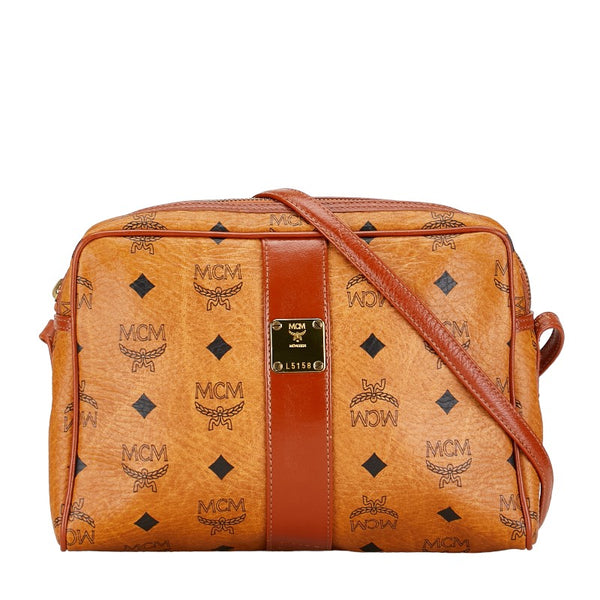 エム シー エム ヴィセトス ロゴグラム 斜め掛け ショルダーバッグ ブラウン PVC レザー レディース MCM 【中古】