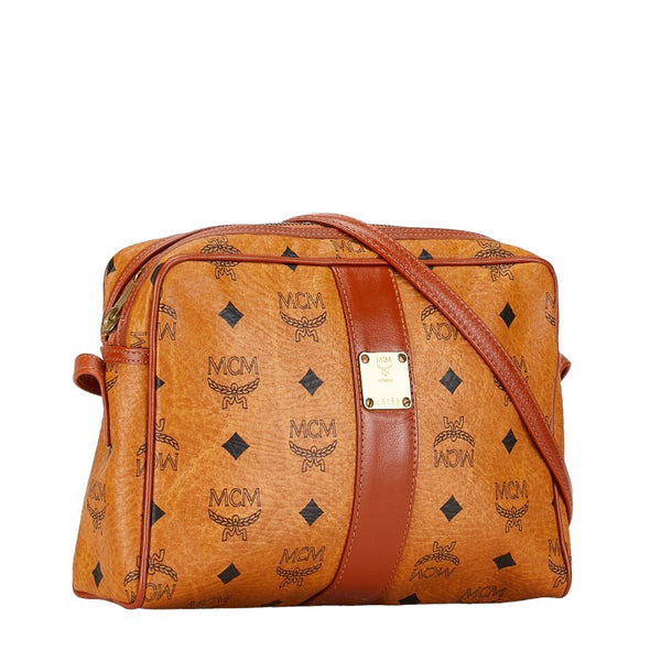 エム シー エム ヴィセトス ロゴグラム 斜め掛け ショルダーバッグ ブラウン PVC レザー レディース MCM 【中古】