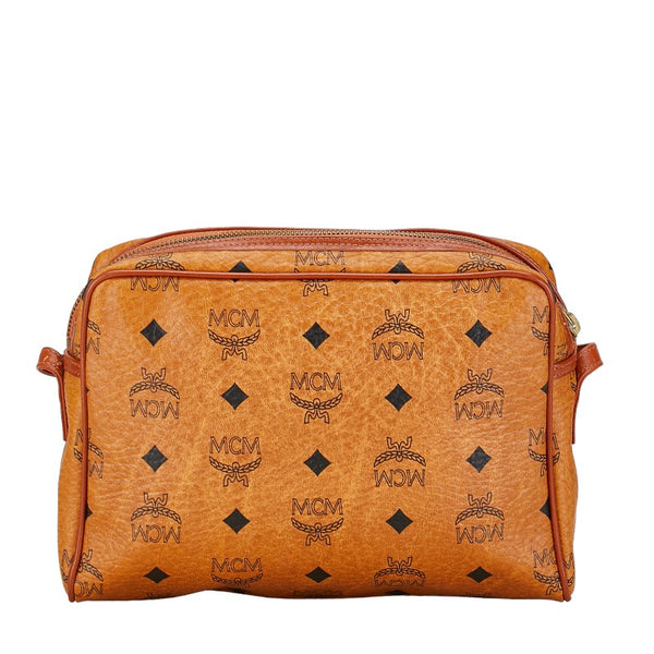 エム シー エム ヴィセトス ロゴグラム 斜め掛け ショルダーバッグ ブラウン PVC レザー レディース MCM 【中古】