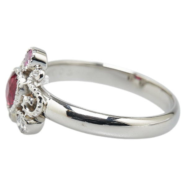 ノーブランド Pt900 プラチナ ダイヤ0.05ct ルビー0.54ct ピンクサファイア リング 指輪 レディース no brand 12.5号 【中古】