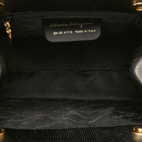 サルヴァトーレフェラガモ ヴァラリボン ハンドバッグ ショルダーバッグ 2WAY ブラック レザー レディース Salvatore Ferragamo 【中古】